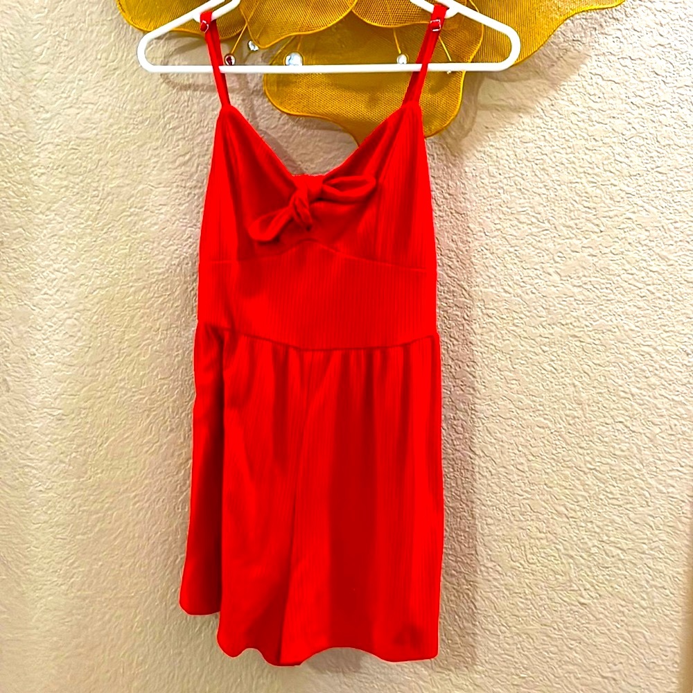 Red Ribbed Romper